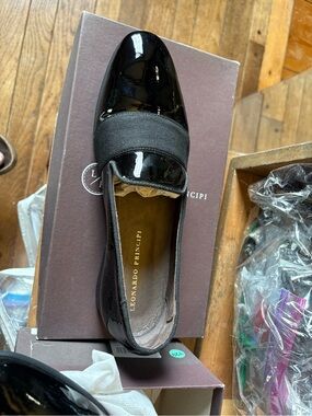 NWT Black Patent Loafer sz 40 It. 9.5 US in box by Leonardo Principi Italy SALE